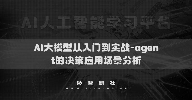 AI大模型从入门到实战-agent的决策应用场景分析
